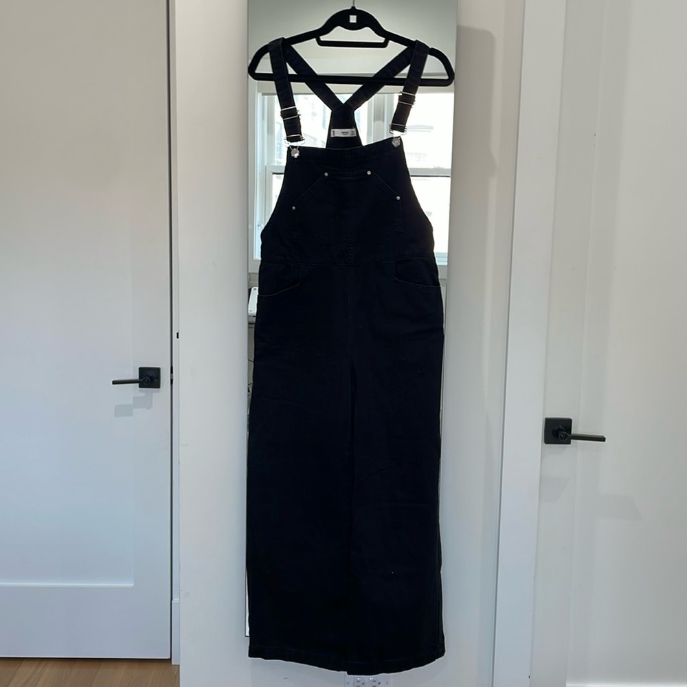 Mango Black white leg overalls size small